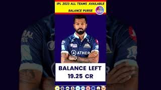 🛑 IPL 2023 All Team "BALANCE PURSE" Available #KKR #SRH #CSK #RCB #MI #PBKS #ipl2023 #shorts #short