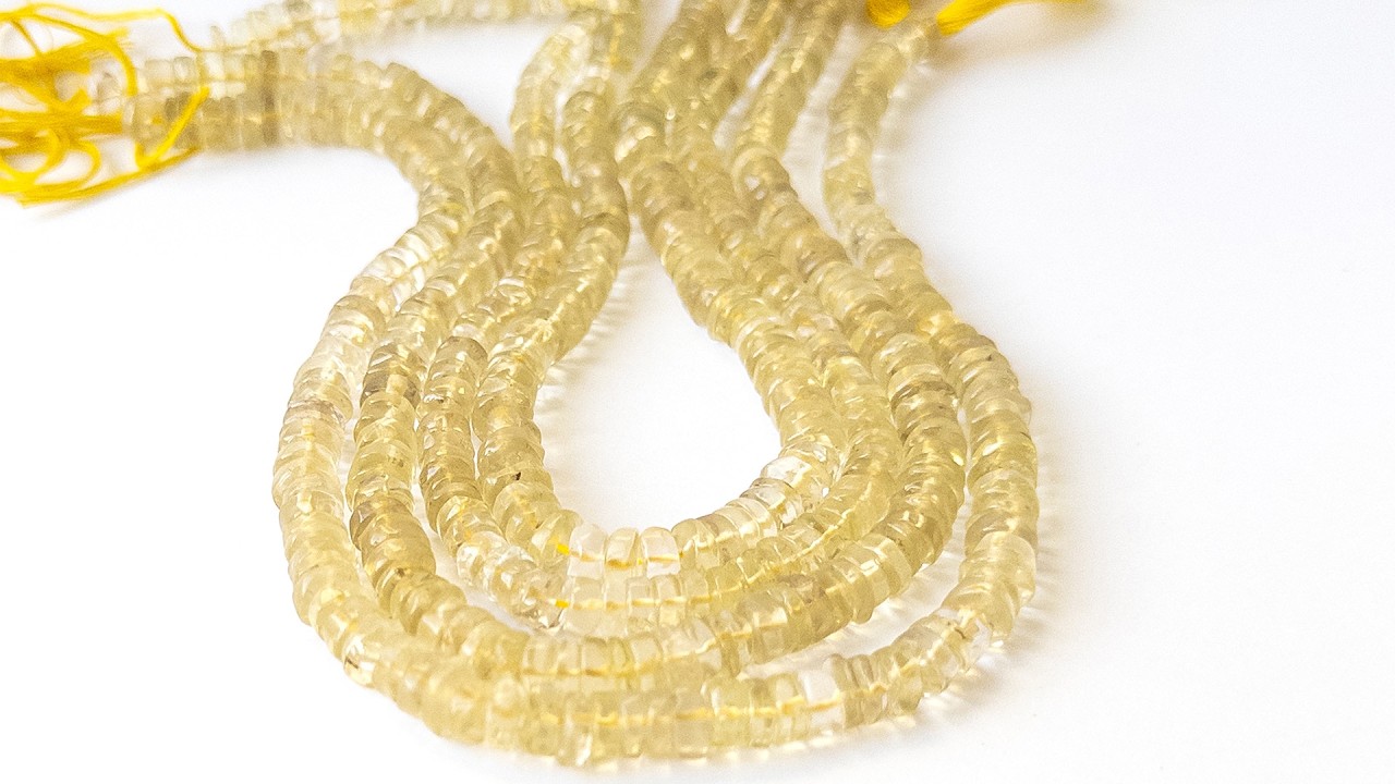 Lemon Quartz | Smooth Wheels | Various 6-7.5mm Bead Size | 33cm Strand Length video