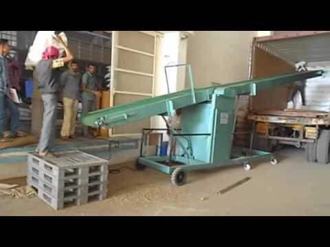 Mobile conveyor system loading & unloading & stacking convey...