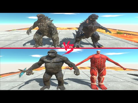 GODZILLA 2021 AND GOJIRA VS KING KONG AND COLOSSAL TITAN - Animal Revolt Battle Simulator