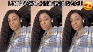 24 Inch 13X4 Deep Wave Wig Install |MOXIKA HAIR|