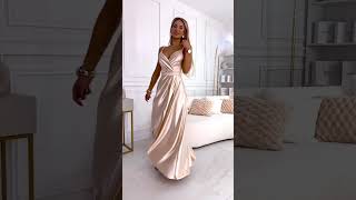 Béžové saténové šaty "Juliet" na tenká ramínka