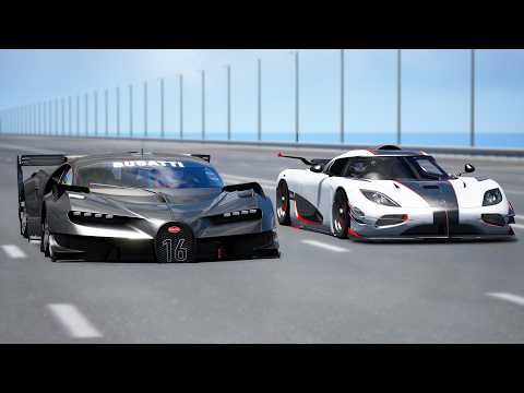 +10,000HP!!! Koenigsegg One:1 vs Bugatti Vision GT | DRAG & TRACK RACE