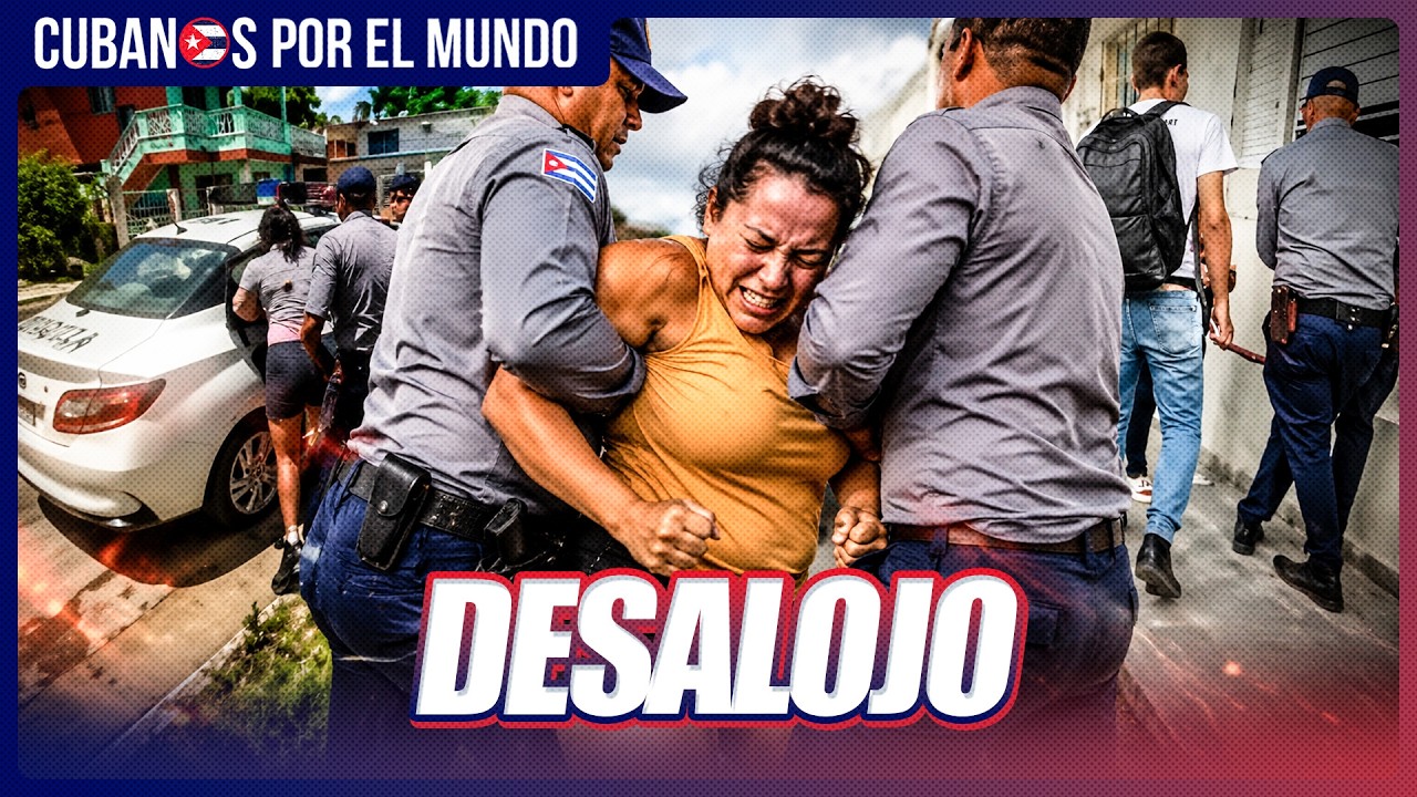 Policías de la PNR arrastran a una mujer en desalojo en Cuba