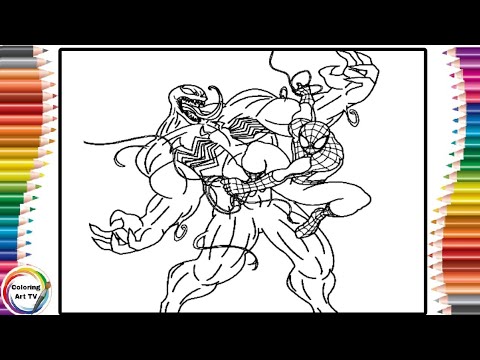 Venom Defeats Spiderman Coloring Pages_Spiderman VS Venom Coloring Page #coloringarttv