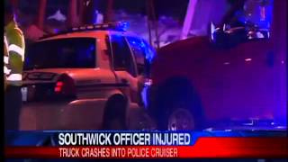 preview picture of video 'Southwick officer injured in car crash'