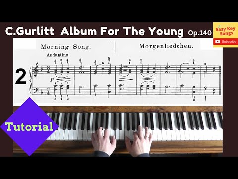 Cornelius Gurlitt - Album for the young, Op140 No2, Morning Song. Piano tutorial with score.