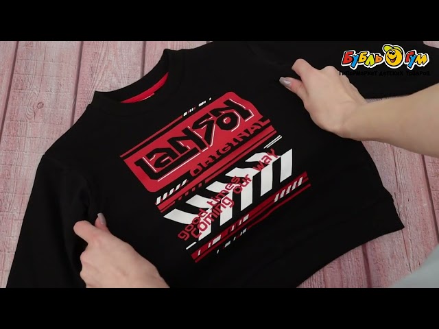 Комплект Lanson Kids брюки и толстовка с графическим рисунком черно-красный - видео