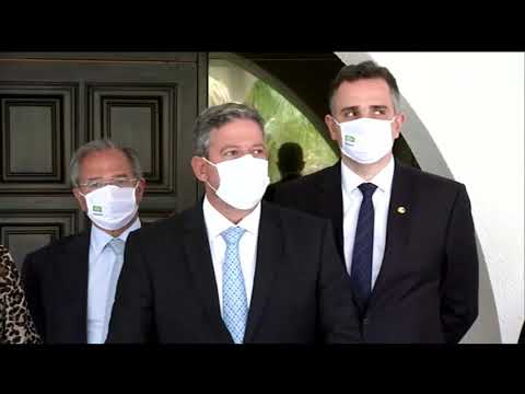 Presidentes Lira e Pacheco falam sobre o auxílio emergencial após reunião com Guedes - 18/02/2021