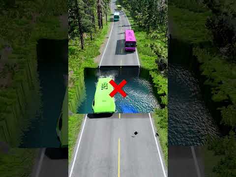 Bus vs water pit #135 | #beamngdrive #beamngcarcrash  #beamngcarsvs #dumptruck