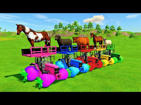 TRANSPORTING COWS WITH COLORED MINI TRACTORS & TAM TRUCKS - Farming Simulator 22