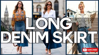 TOP 7 Long Denim Skirt Looks | Everyday Outfit Ideas &amp; Styling Tips 2025