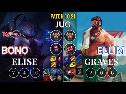 KT Bono Elise vs T1 Ellim Graves Jungle - KR Patch 10.21