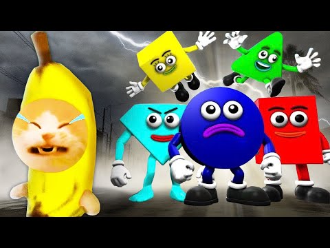 Banana Cat vs Save the Shapes Monster ⚡🍌 Baby Banana Cat Compilation | Happy Cat Crying MEME 😿