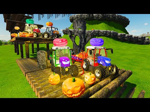 HARVESTING AND LOAD SOYBEAN WITH MCCORMICK TRACTORS PARKOUT HALLOWEN - Farming Simulator 22