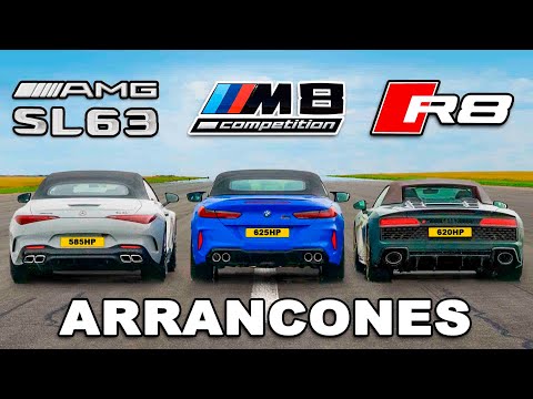 AMG SL 63 vs BMW M8 vs Audi R8: ARRANCONES