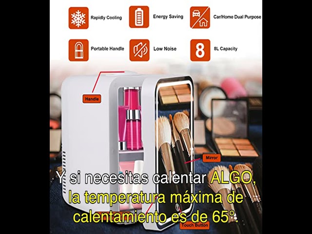 Vídeo relacionado con VINATO 6L Mini Nevera para Dormitorio, Nevera Skincare con Espejo LED, Portatil Nevera Pequeña 220 V AC / 12 V DC para Coche, Oficina, Dormitorio