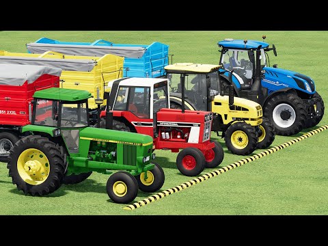 TRANSPORT & LOAD BASKETBALLS & EGGS WITH JOHN DEERE TRACTORS - Farming Simulator 25