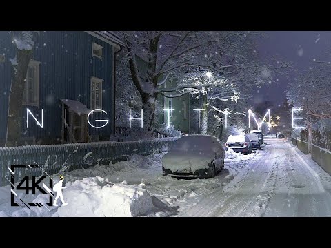 Snowy Night Walk in Helsinki Wooden Suburbs, Finland 4K
