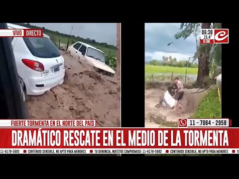 Impresionante rescate de una pareja en medio del temporal que azotó a la provincia de Salta