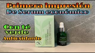 Primera impresión de serum economico  antioxidante anti edad con te verde para una piel radiante