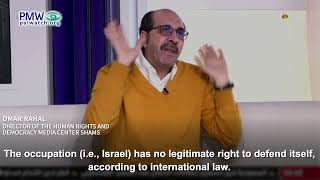 Omar Rahal saying Israel has no right to defend itself