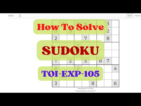 How to Solve Sudoku Puzzle | SUDOKU TOI 105 | SUDOKU Puzzle EXPERT