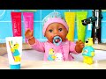 Baby Born doll's evening routines. Brush your teeth with Baby Annabell doll! Videos for kids.