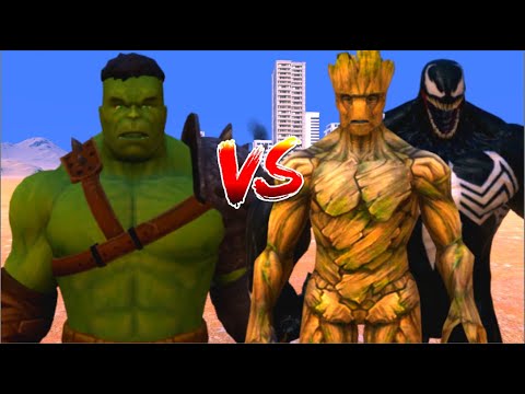 100 Hulk vs 1000 Groot and 1000 Venom (Marvel vs Marvel)