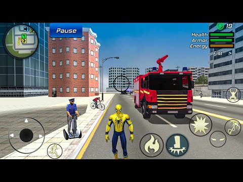 Spider Rope Hero Gangster Crime Simulator #66 - Fire Truck at Vegas City - Android Gameplay