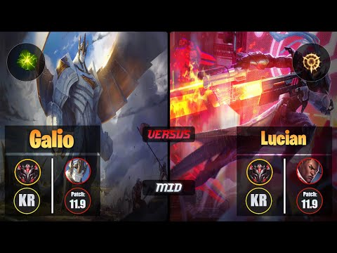 GrandMaster GALIO [Aftershock] (Mid) VS  LUCIAN - Grandmaster KR Patch 11.9