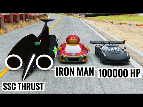 100000 HP Koenigsegg Black Devil vs Audi PB18 Iron Man vs Thrust SSC at Special Stage Route X