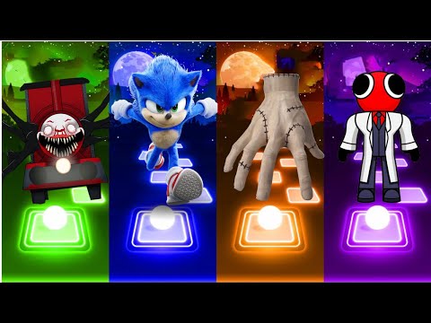 Choo Choo Charles Vs Sonic Vs Thing Vs Rainbow Friends Red - Tiles Hop EDM Rush!