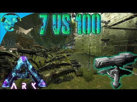100 Heavy Turrets VS 7 Karkinos 🦀 THE NEW ULTIMATE BASE RAIDERS! ARK Science Evolved Aberration