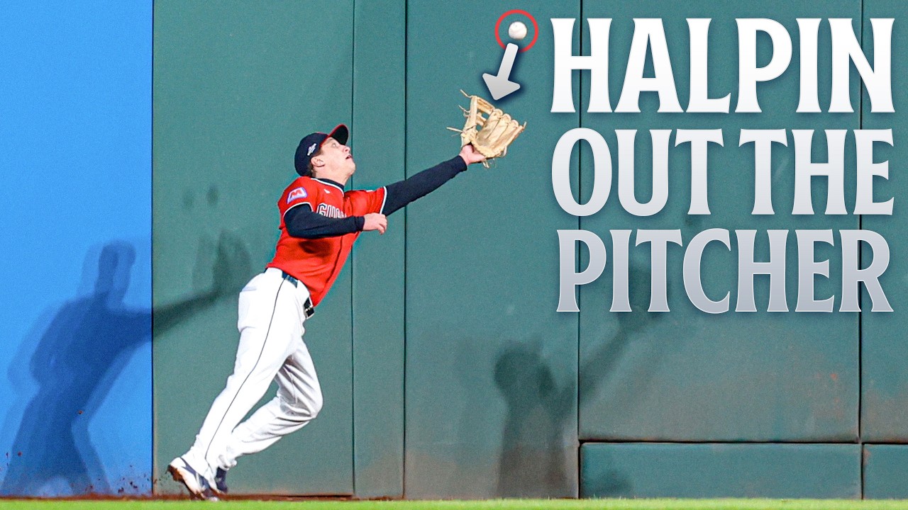 HALPIN OUT HIS PITCHER! 😳 Petey Halpin bangs against the wall to make an IMPRESSIVE catch 🫨