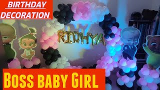 BOSS BABY GIRL BIRTHDAY THEME DECORATION | house party baby boss girl theme Decoration |