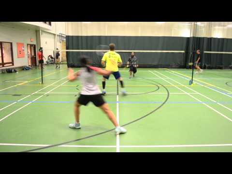Sep.17.15. Walnutgrove Badminton. Brandy + Imroze VS Abby + Daniel. Match 2.