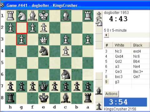 Difesa di Budapest in declino (A51): LIVE Blitz Chess #233 contro dogbolter (1953) (Chessworld.net)
