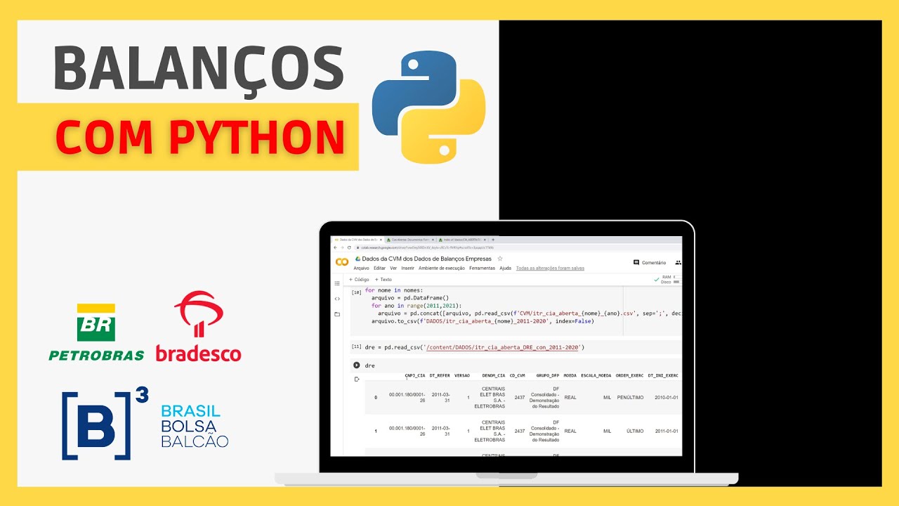 CVM: Demonstrações Financeiras com Python | BALANÇO, DRE, DFC, DMPL, DVA das Empresas da Bolsa