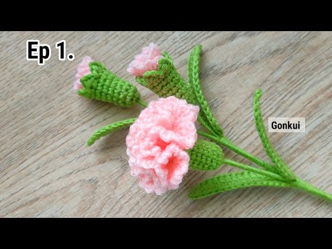 Ep1. Flower 💞 Easy Crochet Carnation Flower Tutorial step by step | Crochet Flower Bouquet #crochet