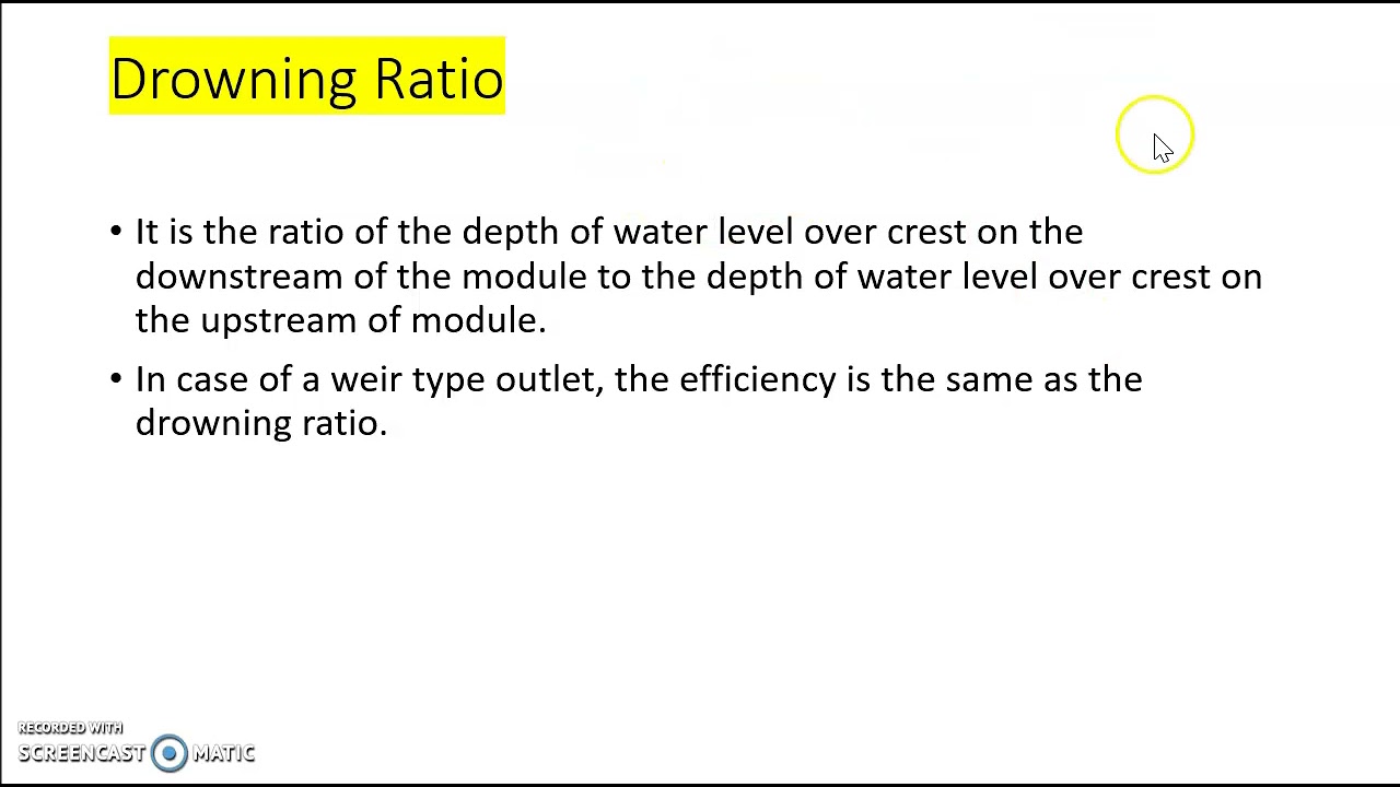 outlet | minimum modular head | Efficiency of Outlet | Drowning Ratio| Modular Limits