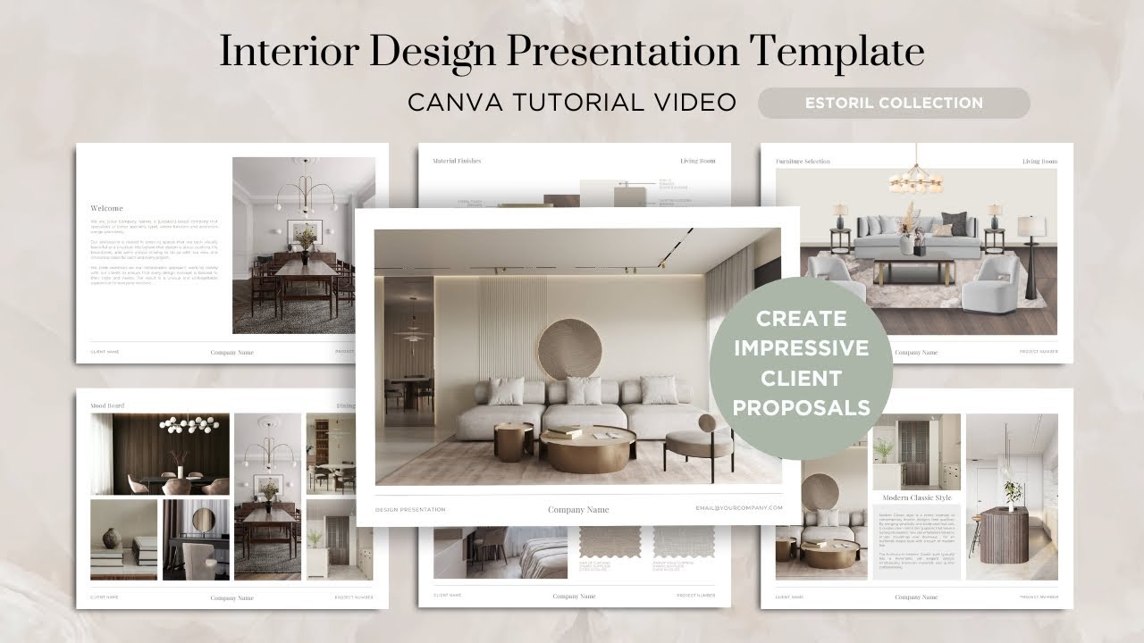 Interior Design Presentation Template Canva Tutorial Video (Estoril Collection)