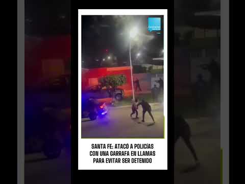 ARROJÓ UNA GARRAFA EN LLAMAS CONTRA POLICÍAS DURANTE UN ALLANAMIENTO