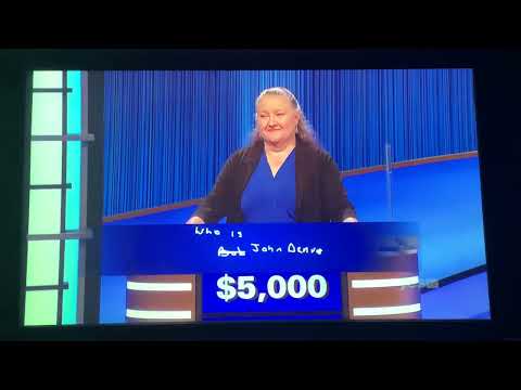 Final Jeopardy, contestant gets lucky - Carrie Cadwallader Day 2 (1/28/22)