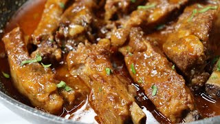 PORK RIBS STEW | STEWED PORK RIBS IN CARIBBEAN JERK BBQ SAUCE | PORK RECIPE