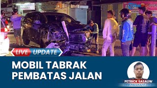 Kehilangan Konsentrasi, Toyota Innova Penyok seusai Tabrak Pembatas Jalan di Sam Ratulangi Manado