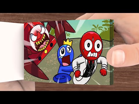 Choo Choo Charles VS Red But Transform Girl! | roblox Rainbow Friends Animation | flip book