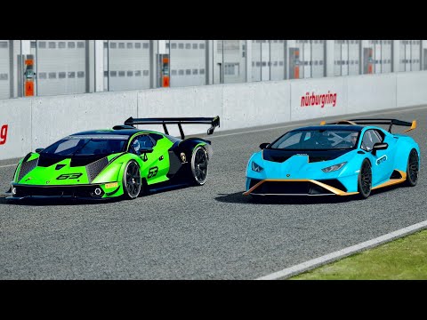 Lamborghini Essenza SCV12 vs Lamborghini Hurcan STO at Nurburgring GP
