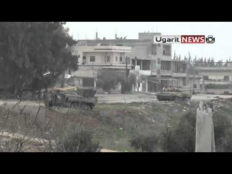 تدمير دبابة بعد استهدفها من قبل كتيبة الحمزة في مدينة الرستن في محافظة حمص