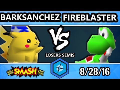 Shine 2016 Smash 64 - Fireblaster (Yoshi) Vs. Barksanchez (Pikachu) SSB64 Losers Semis